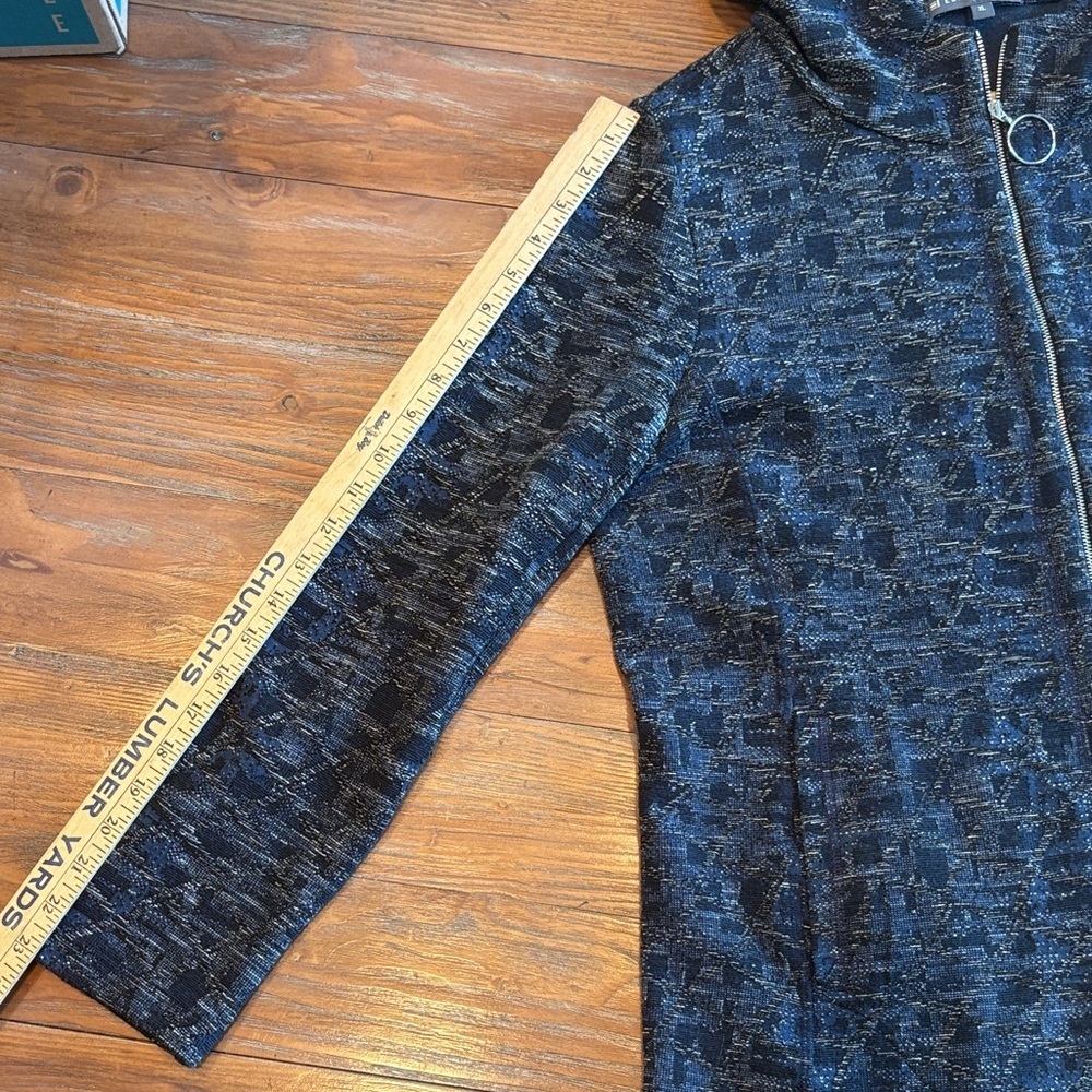 Elliott Lauren Hooded Zip Jacket | Textured Knit Black Blue With Pockets  | XL - Picture 9 of 10